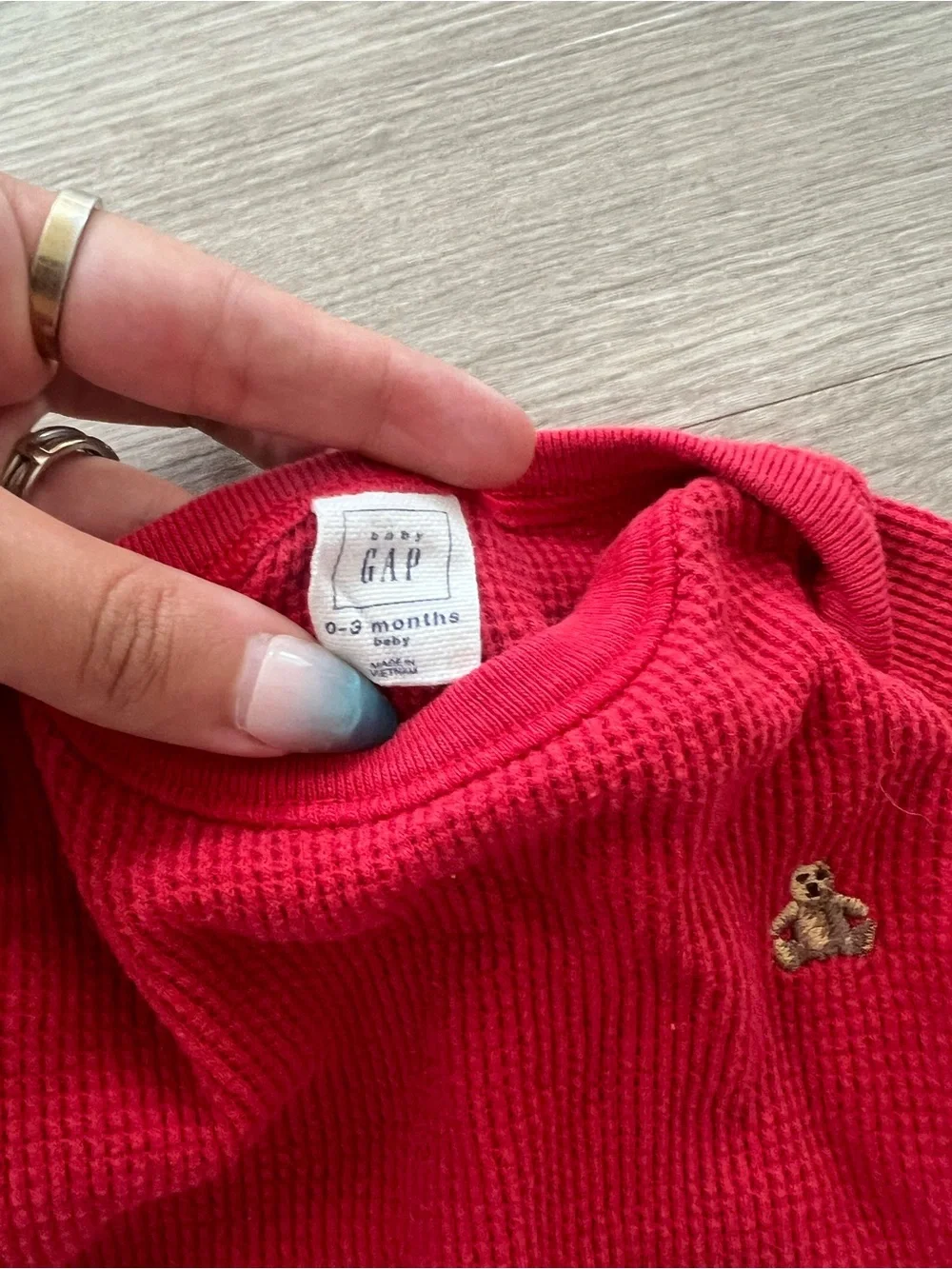 GAP Red Long-Sleeve Waffle Knit One-Piece